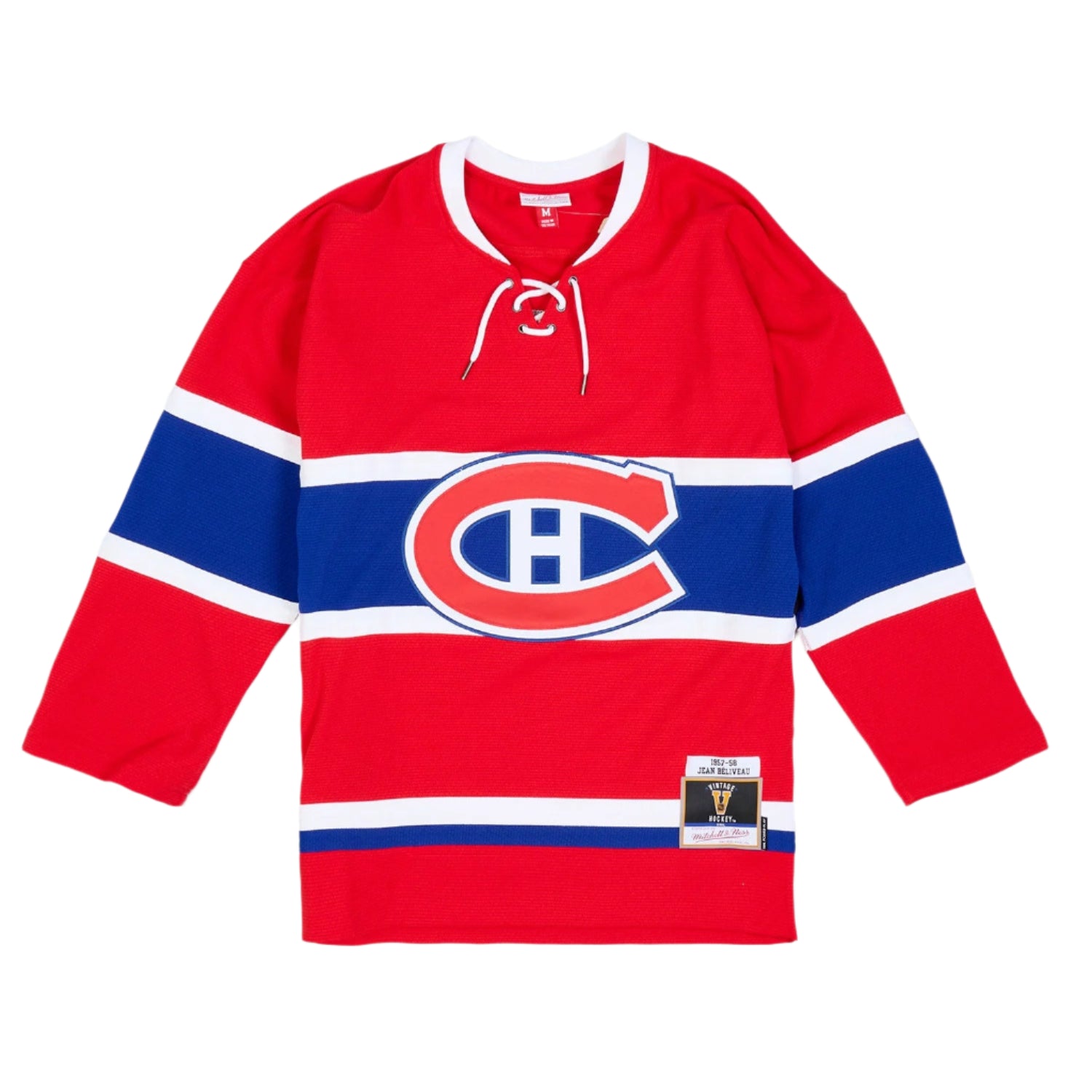 Jean Beliveau Montreal Canadiens NHL Mitchell & Ness Men's Red 1957 Power Play Authentic Jersey