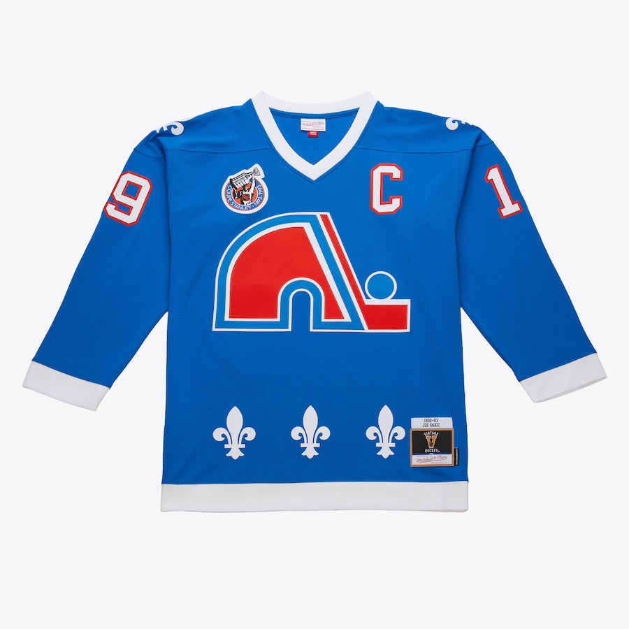 Joe Sakic Quebec Nordiques NHL Mitchell & Ness Men's Light Blue 1992 Power Play Authentic Jersey