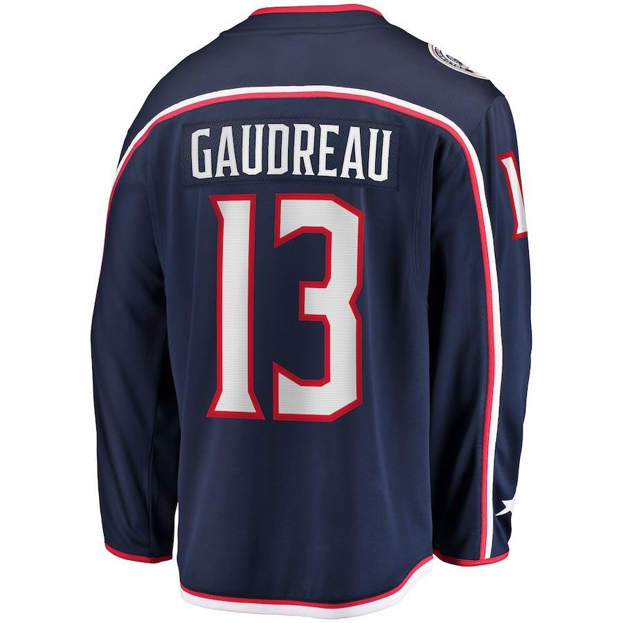 Maillot Breakaway bleu marine pour homme de marque Johnny Gaudreau Columbus Blue Jackets NHL Fanatics