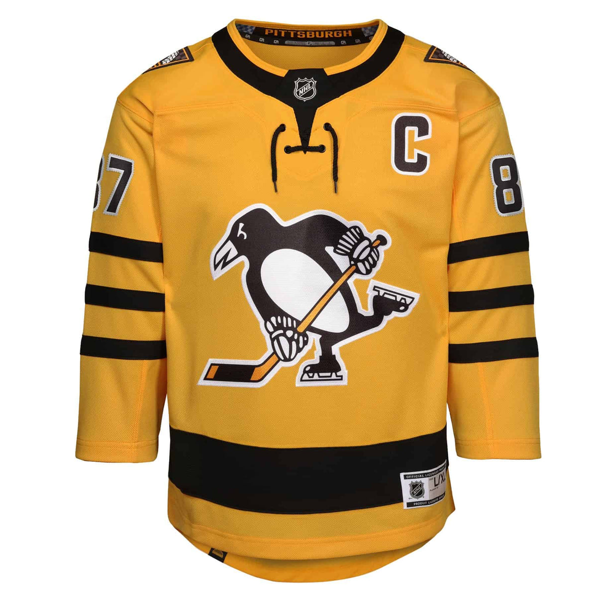 Sidney Crosby Pittsburgh Penguins NHL Outerstuff Youth Gold Alternate Premier Jersey