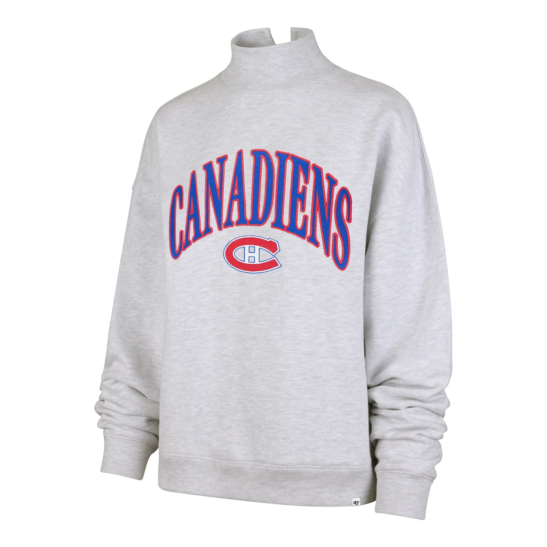 Montreal Canadiens NHL 47 Brand Women's Grey Vantage Mock Neck Crew Sweater
