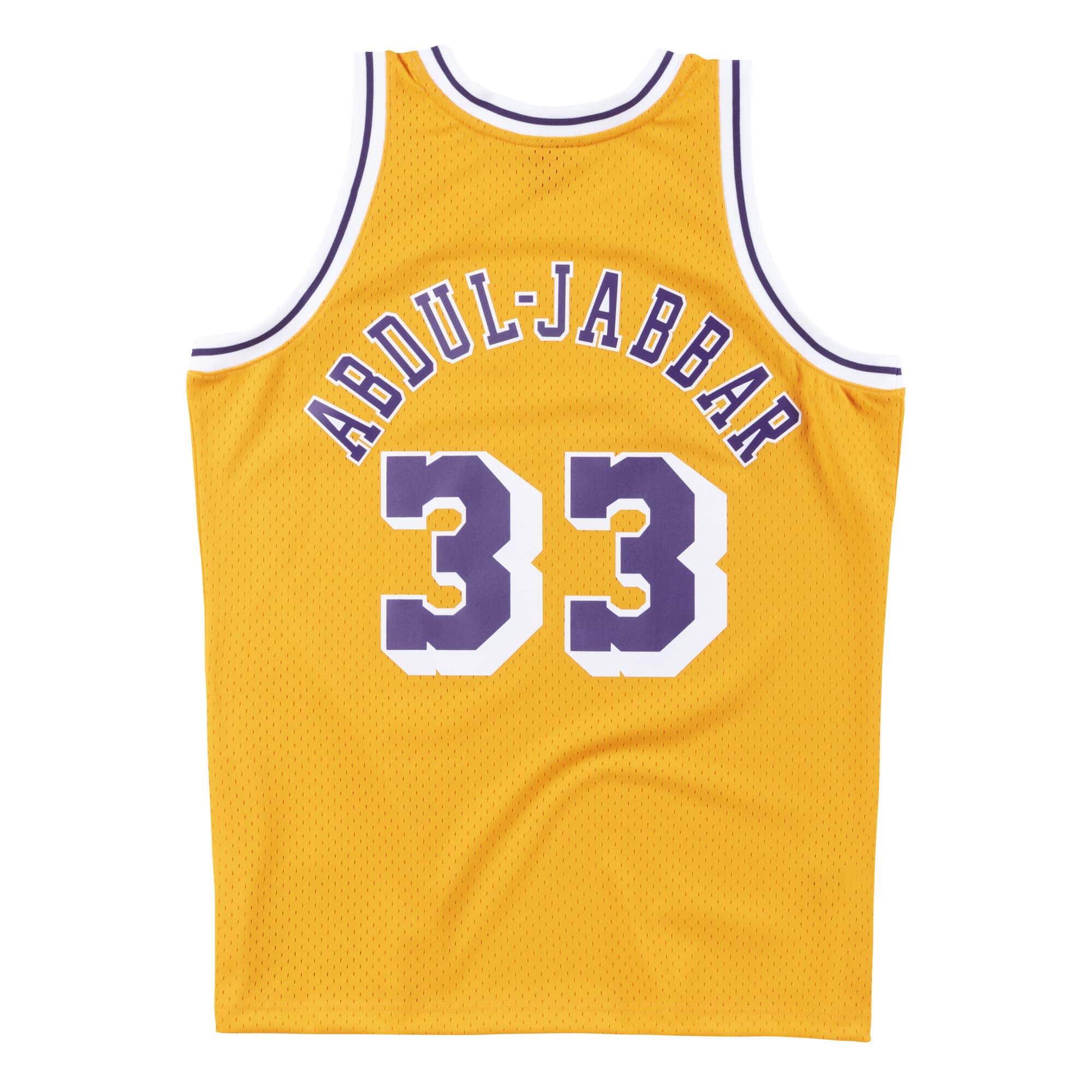 Kareem Abdul-Jabbar Los Angeles Lakers NBA Mitchell & Ness Homme Or 1984-85 Hardwood Classics Swingman Maillot