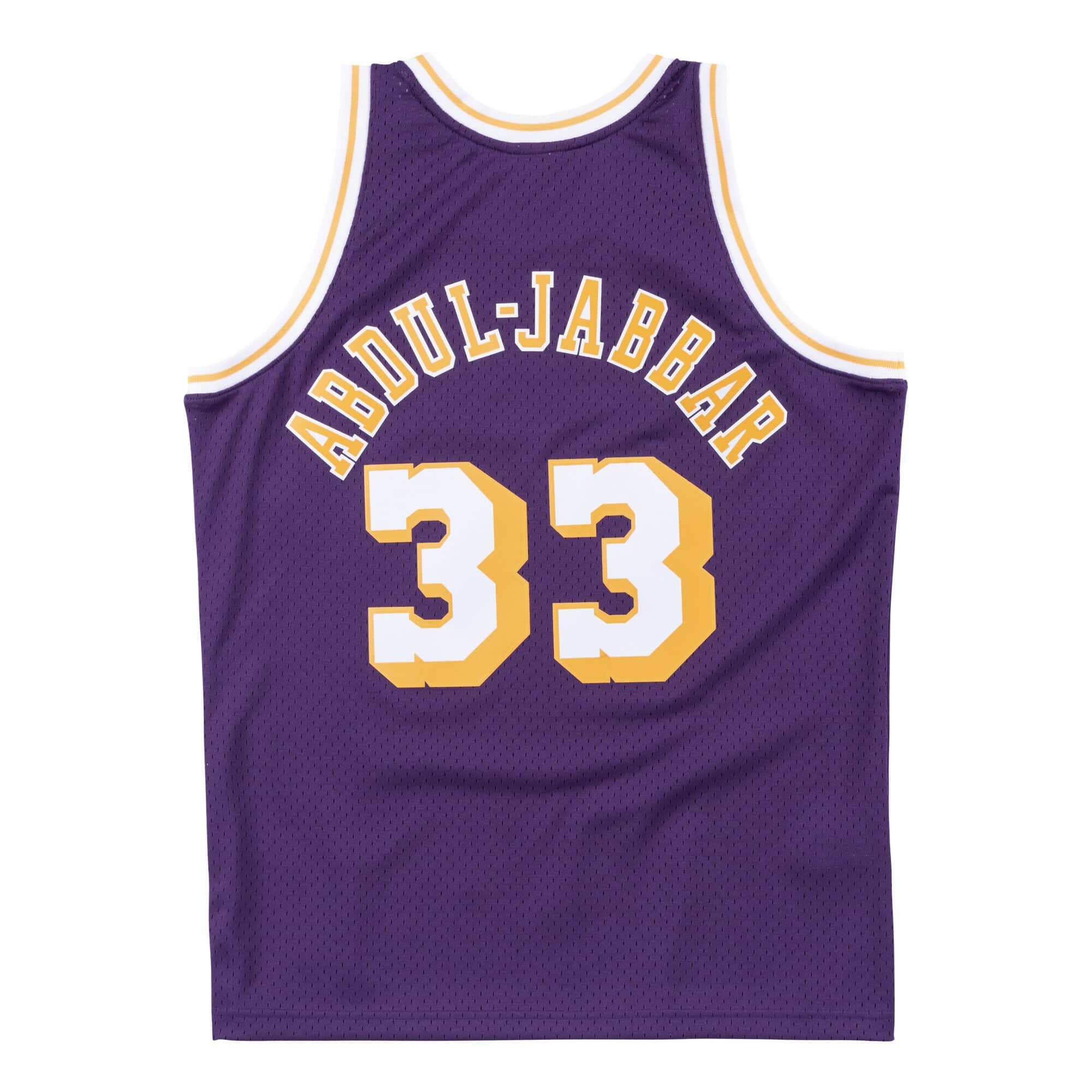 Kareem Abdul-Jabbar Los Angeles Lakers NBA Mitchell & Ness Homme Violet 1983-84 Hardwood Classics Swingman Maillot