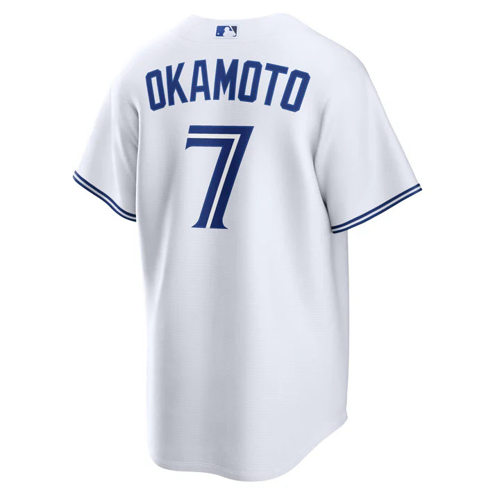 Maillot domicile replica blanc Nike MLB Kazuma Okamoto Toronto Blue Jays pour homme