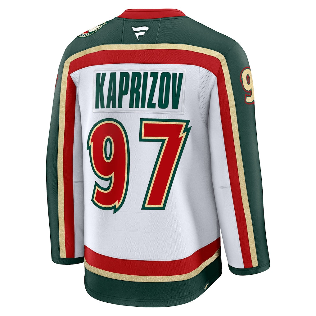Kirill Kaprizov Minnesota Wild NHL Fanatics Branded Maillot blanc premium 25e anniversaire pour hommes