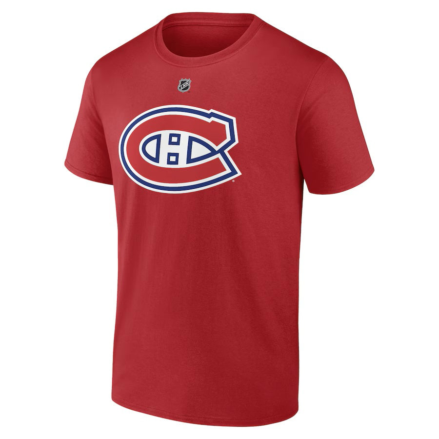 T-shirt authentique rouge de marque NHL Fanatics des Canadiens de Montréal de Lane Hutson pour homme