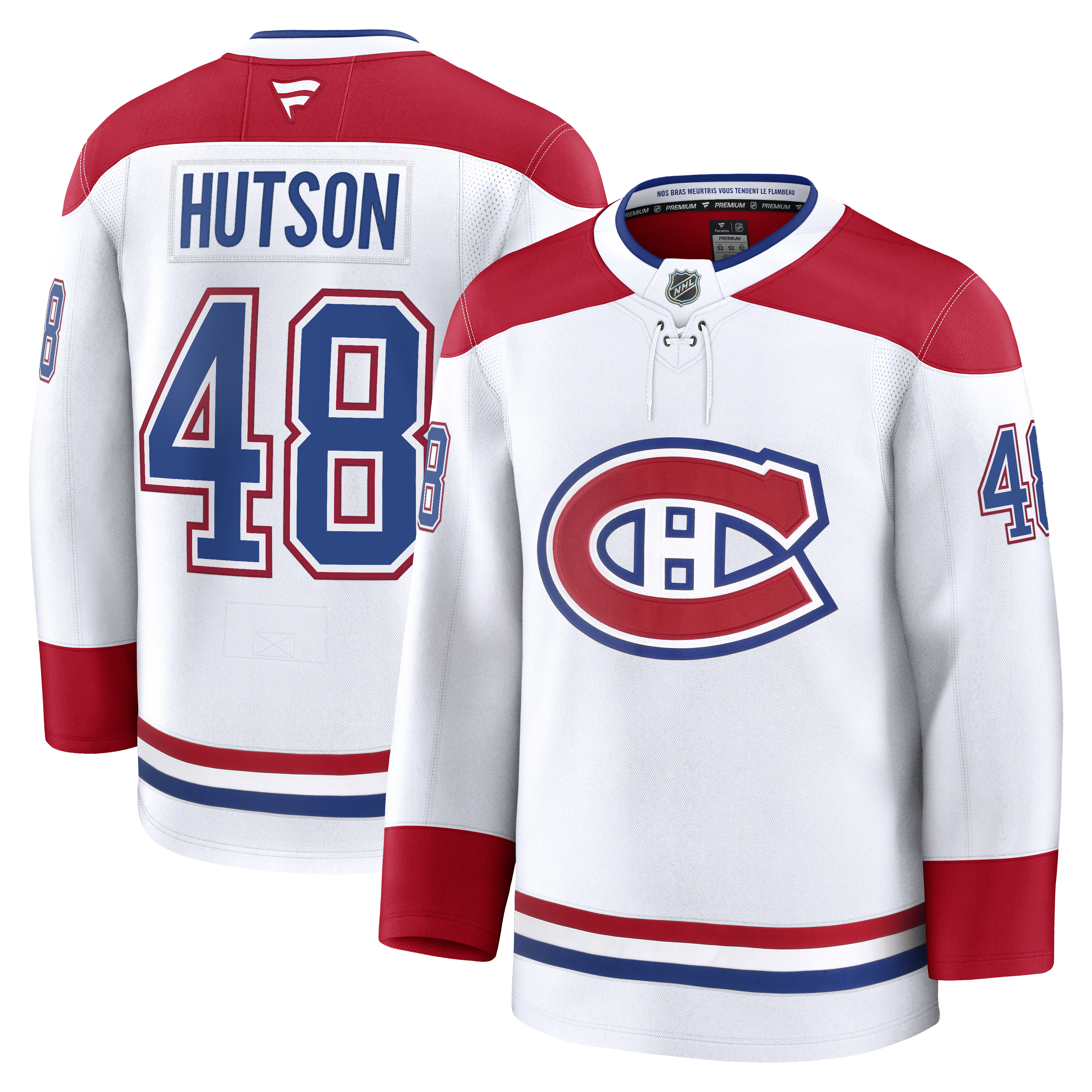 Lane Hutson Montreal Canadiens NHL Fanatics Branded Men's White Pro-Stitched Premium Jersey