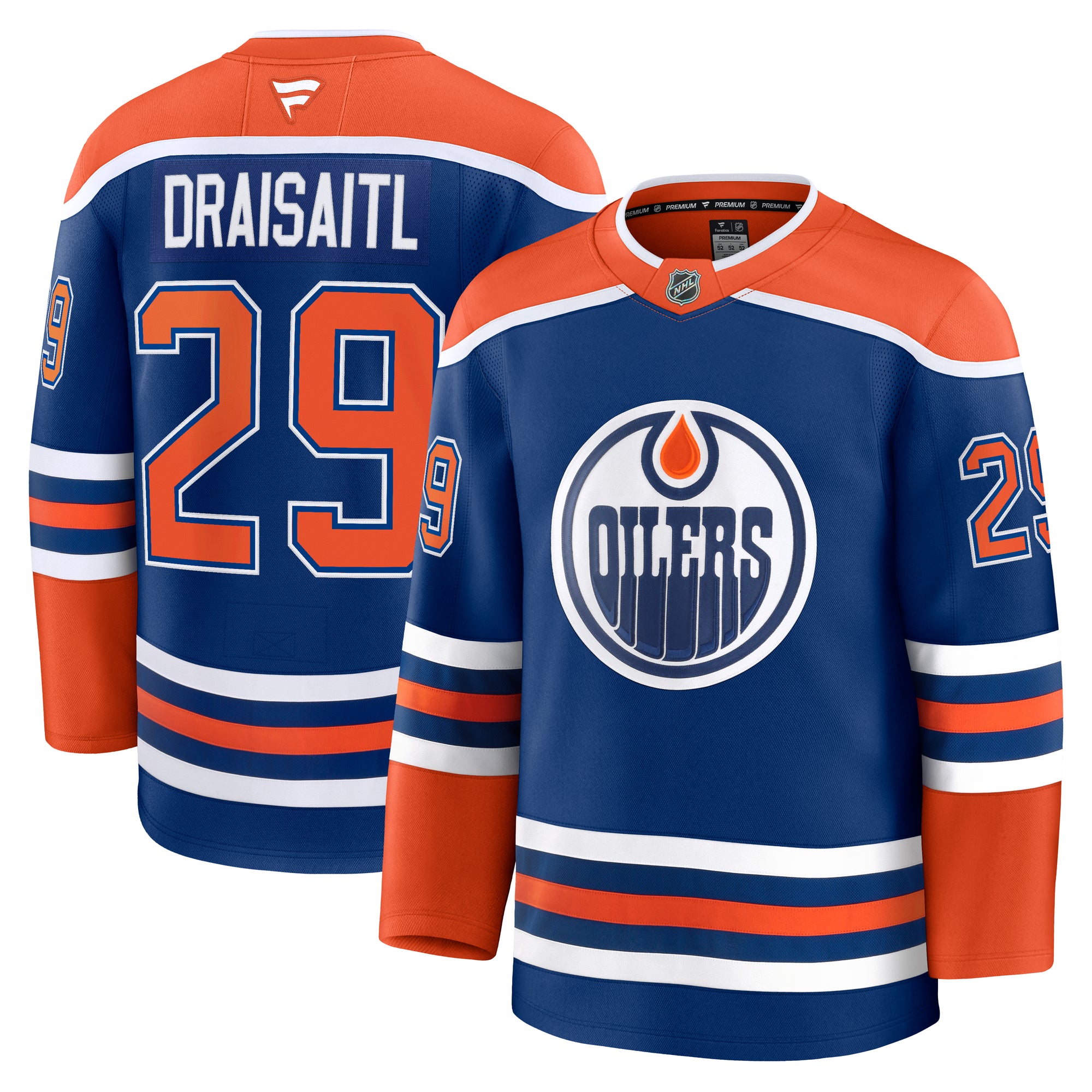 Maillot de marque NHL Fanatics pour homme, bleu royal, de qualité supérieure, de Leon Draisaitl, Oilers d'Edmonton