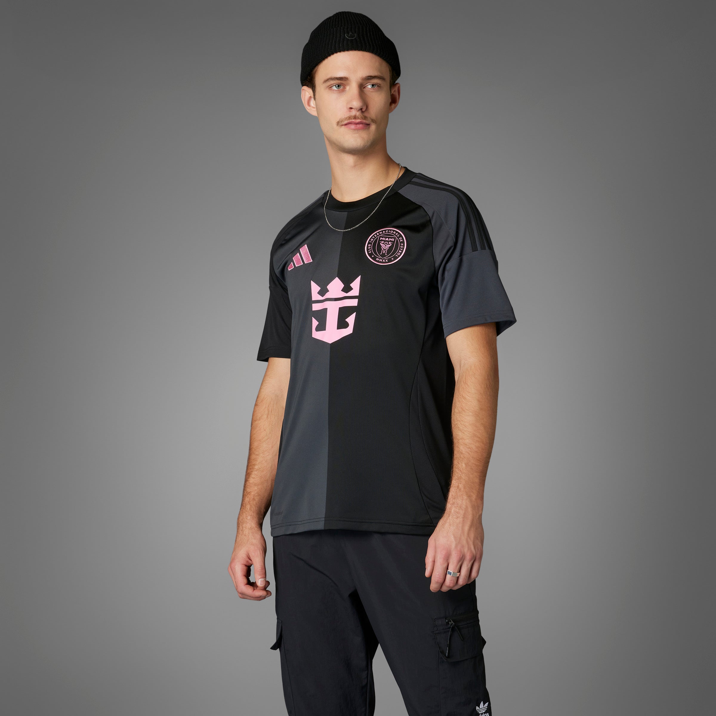 Maillot extérieur réplique noir 2025 de Lionel Messi Inter Miami FC MLS Adidas pour homme