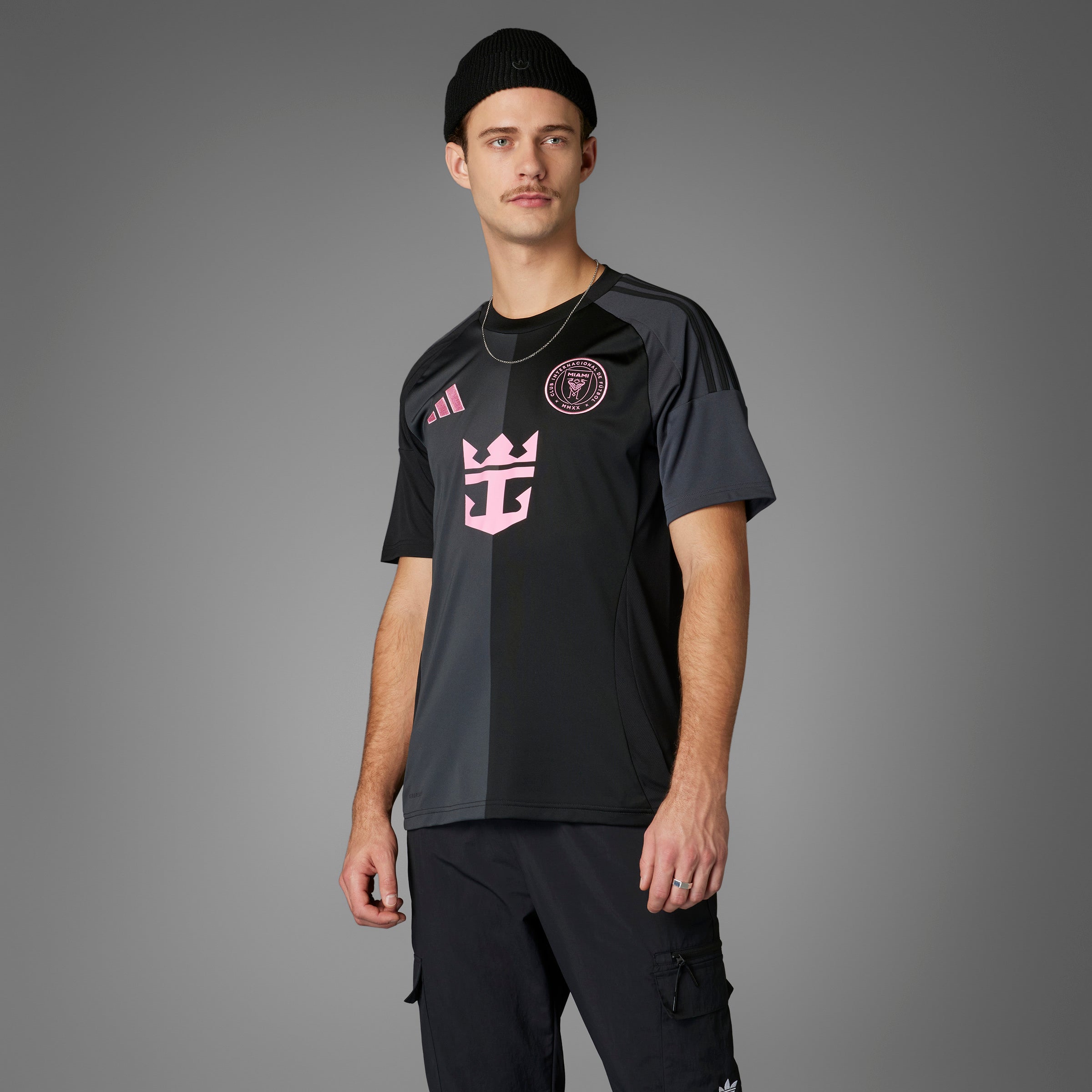 Maillot extérieur réplique noir 2025 de Lionel Messi Inter Miami FC MLS Adidas pour homme