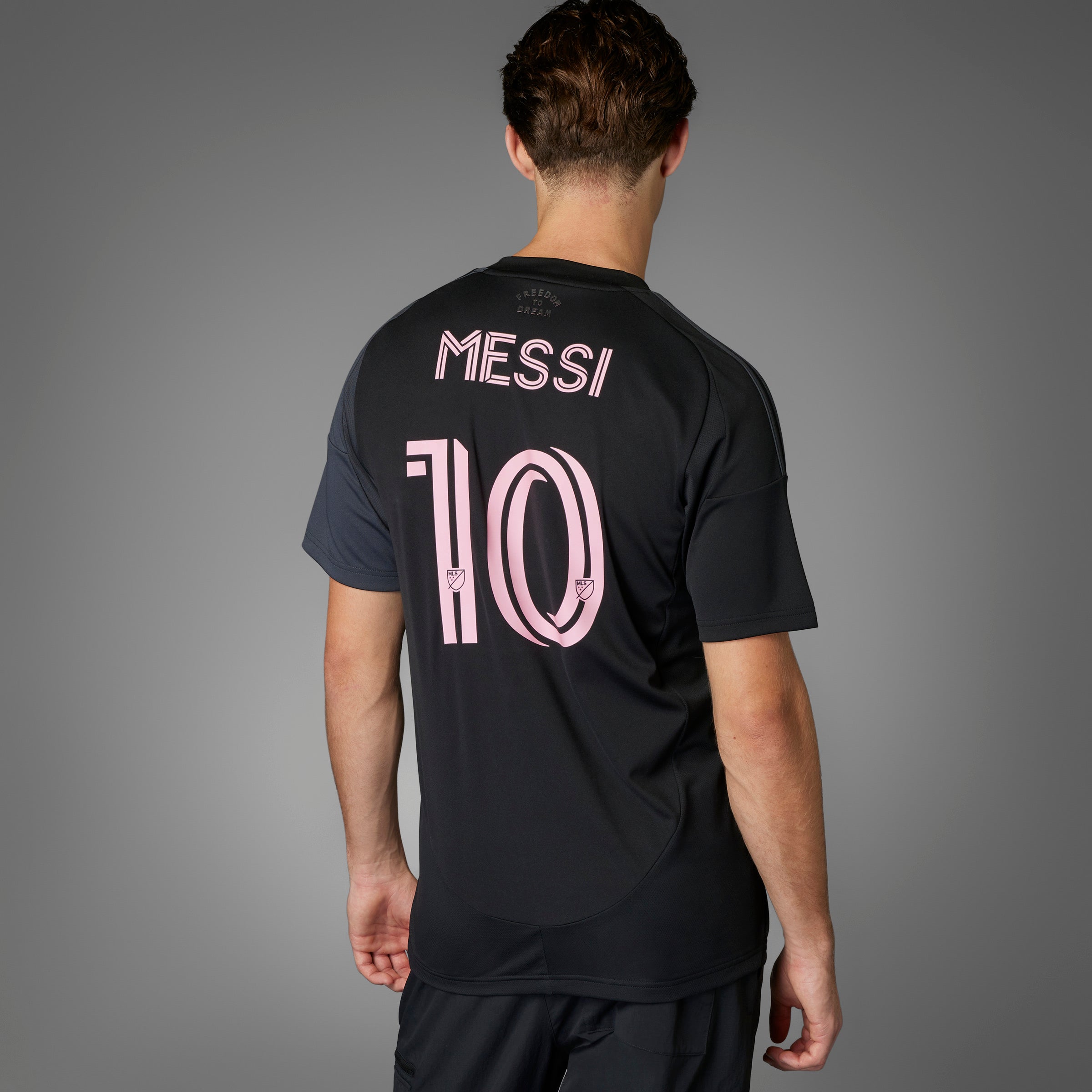 Maillot extérieur réplique noir 2025 de Lionel Messi Inter Miami FC MLS Adidas pour homme