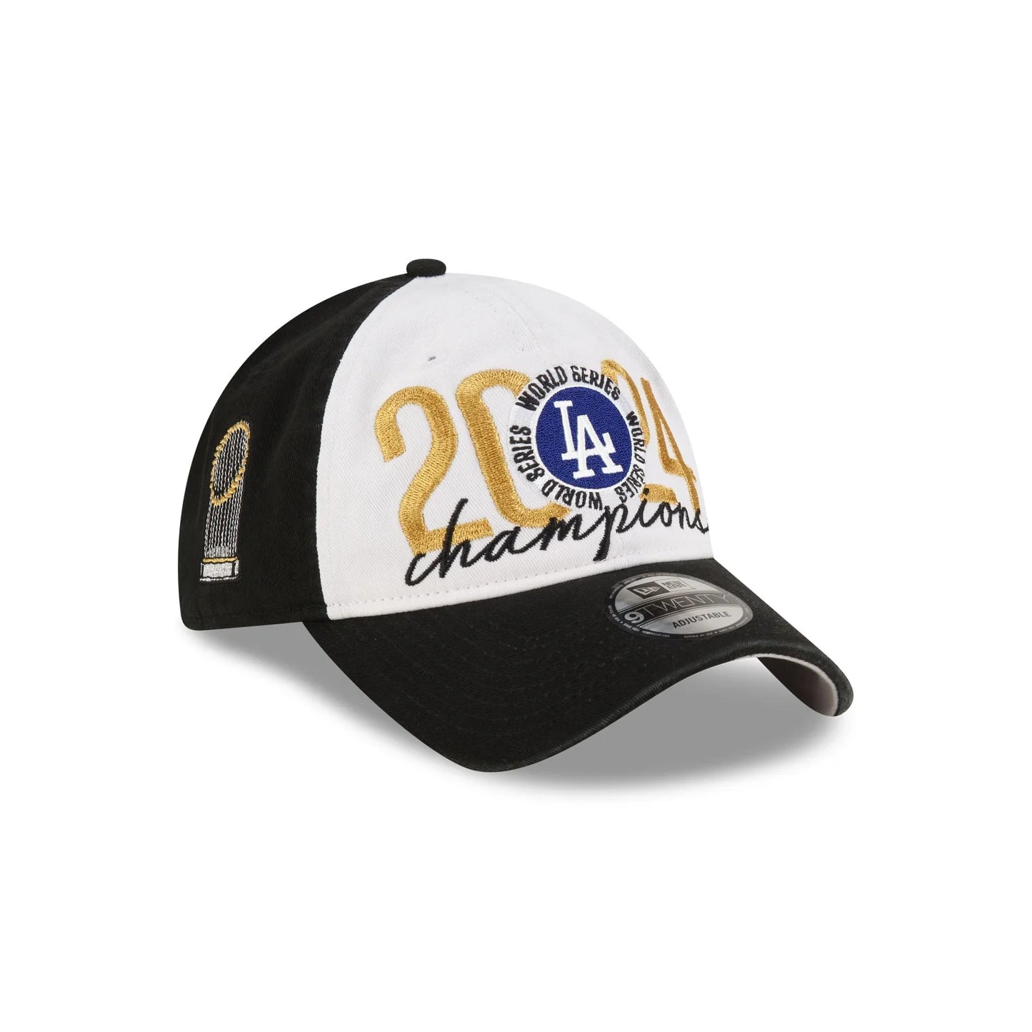 Casquette ajustable Los Angeles Dodgers MLB New Era pour homme, blanche et noire, collection 9Twenty, champions des Séries mondiales 2024.