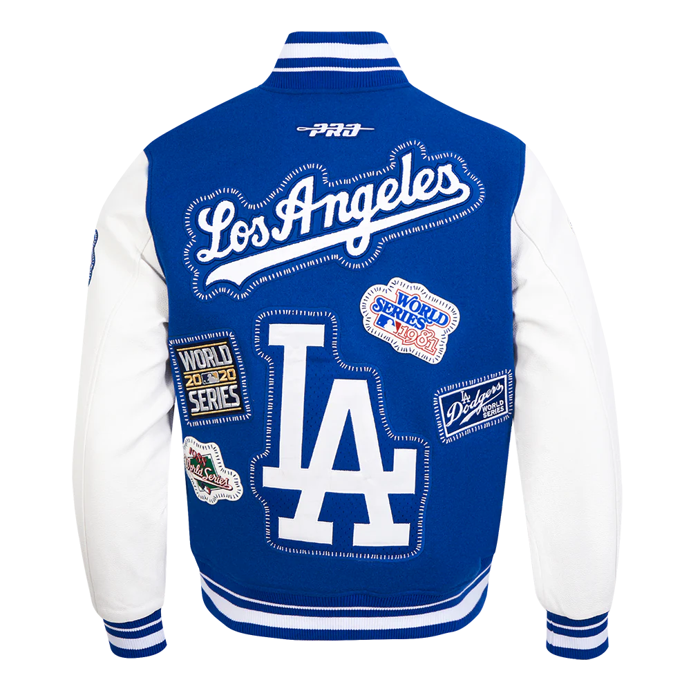 Los Angeles Dodgers MLB Pro Standard Men's Royal Blue DIY Pick Stitch Rib Wool Varsity Jacket