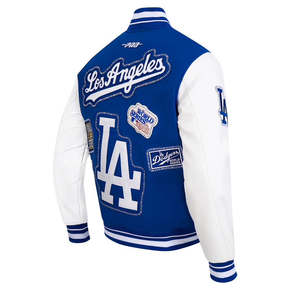 Veste universitaire en laine côtelée bleu royal Los Angeles Dodgers MLB Pro Standard pour homme, à surpiqûres personnalisées