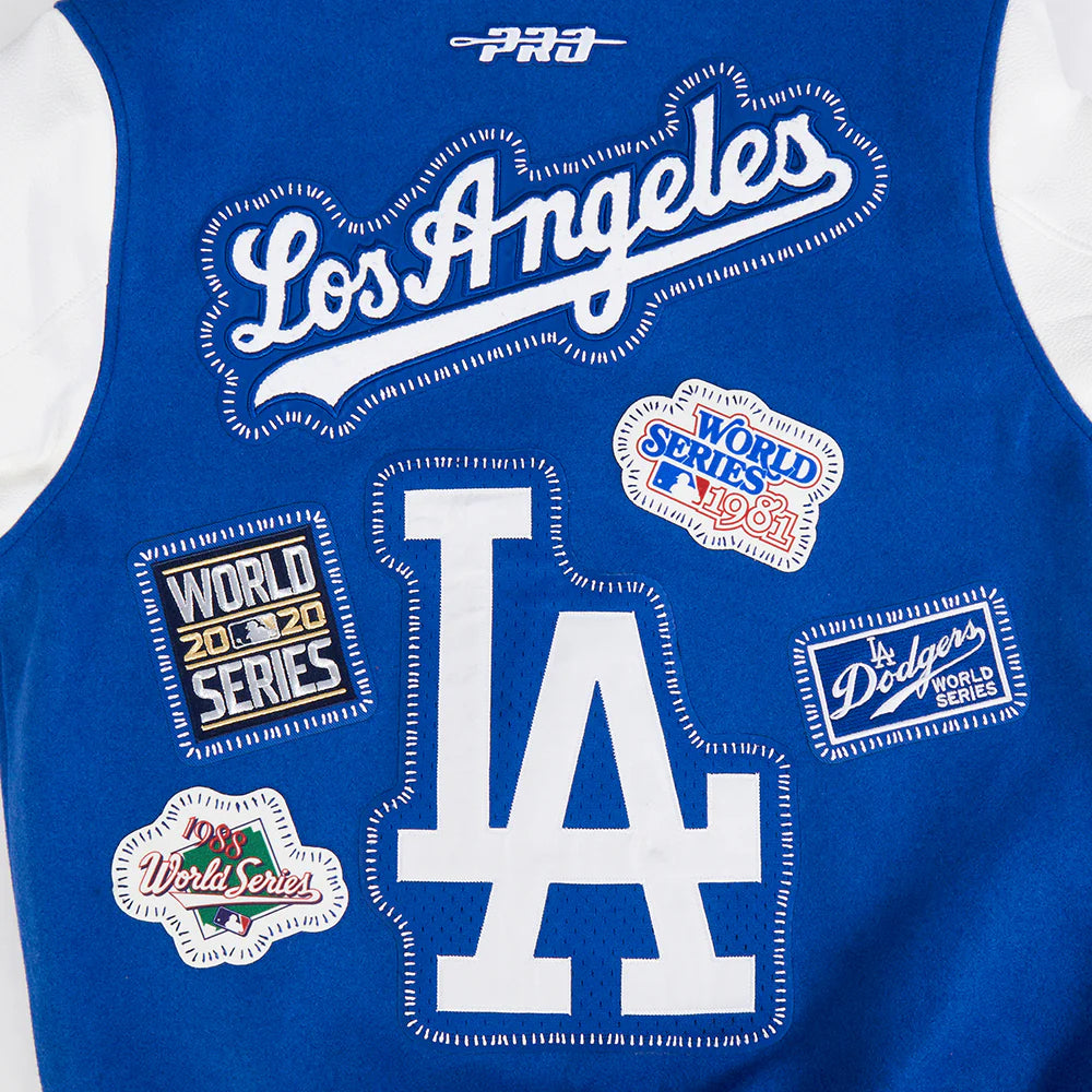 Veste universitaire en laine côtelée bleu royal Los Angeles Dodgers MLB Pro Standard pour homme, à surpiqûres personnalisées
