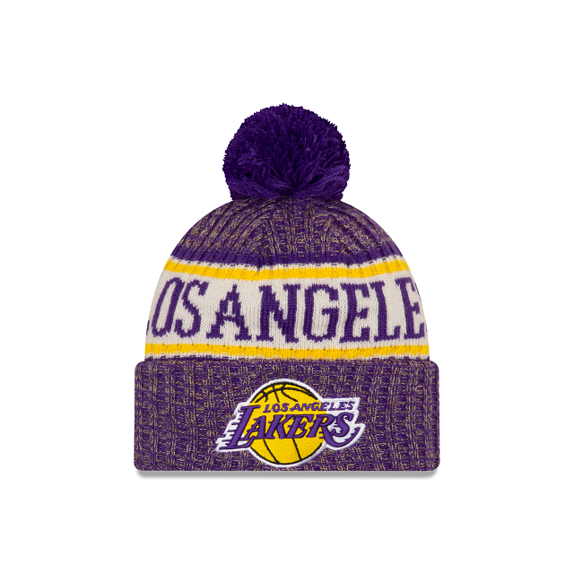 Los Angeles Lakers NBA New Era Men's Purple Sport Cuff Pom Knit