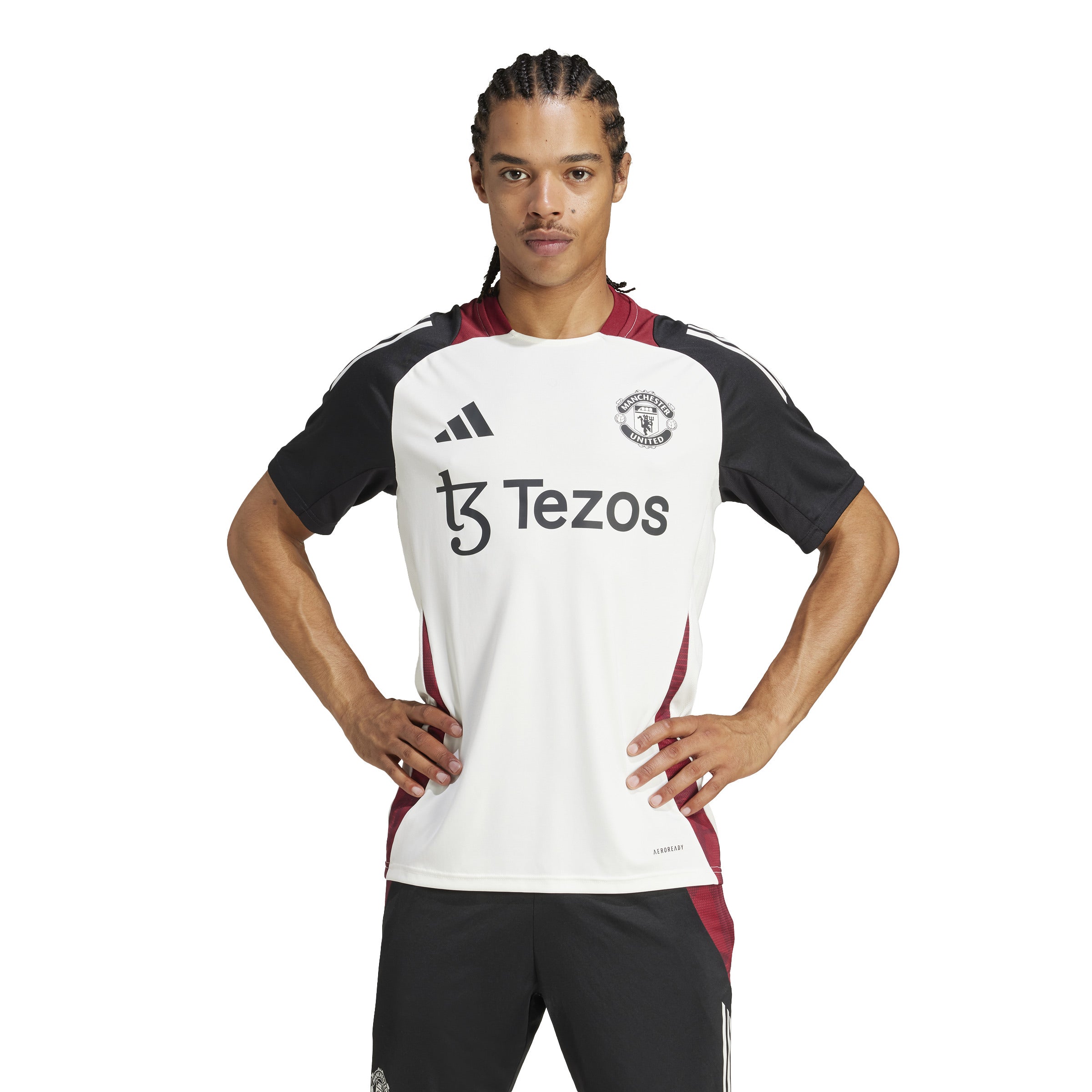 Maillot d'entraînement blanc Adidas Manchester United FC EPL 2025 pour homme
