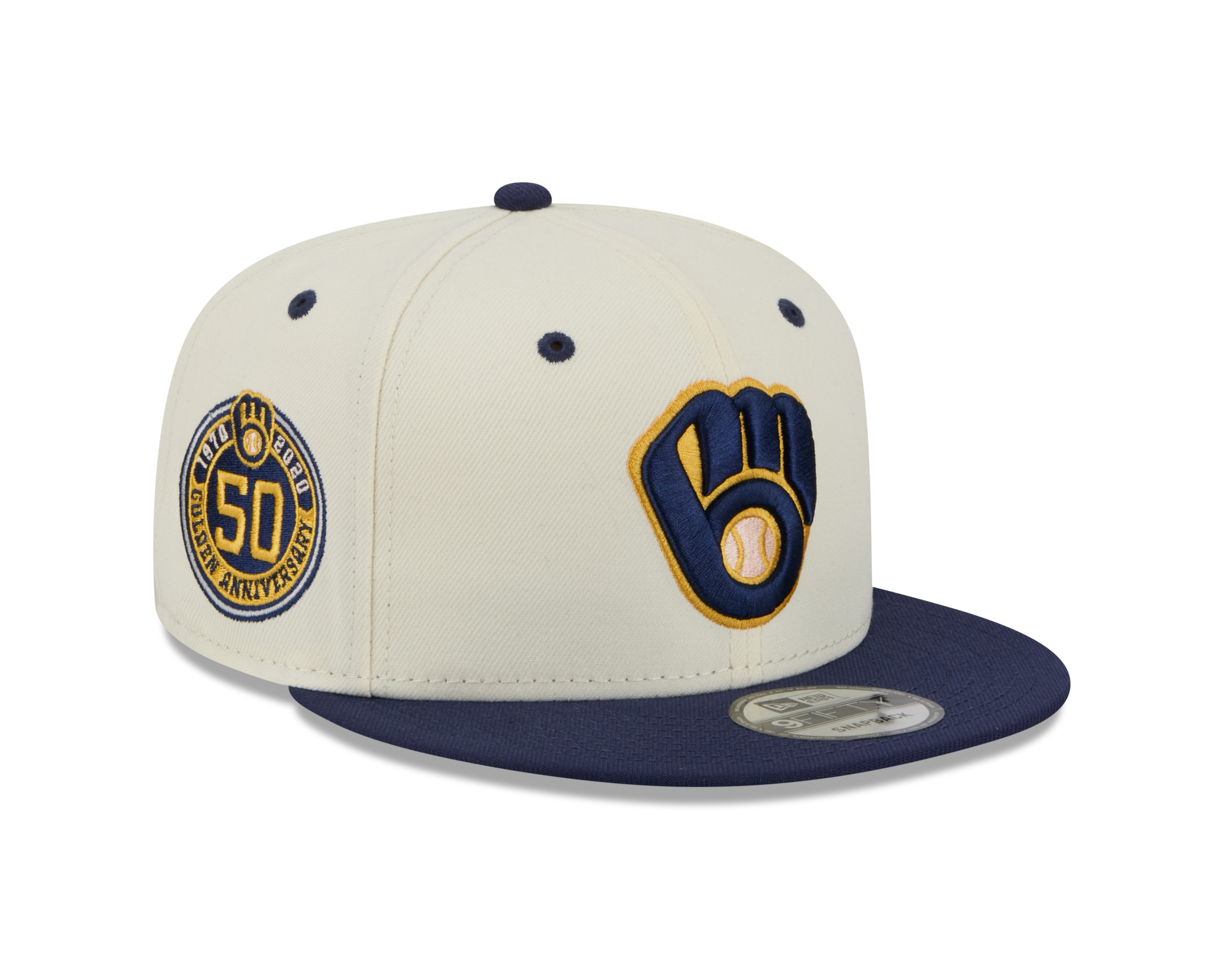 Milwaukee Brewers MLB New Era Men's Cream/Navy 9Fifty Mascot Pin Snapback