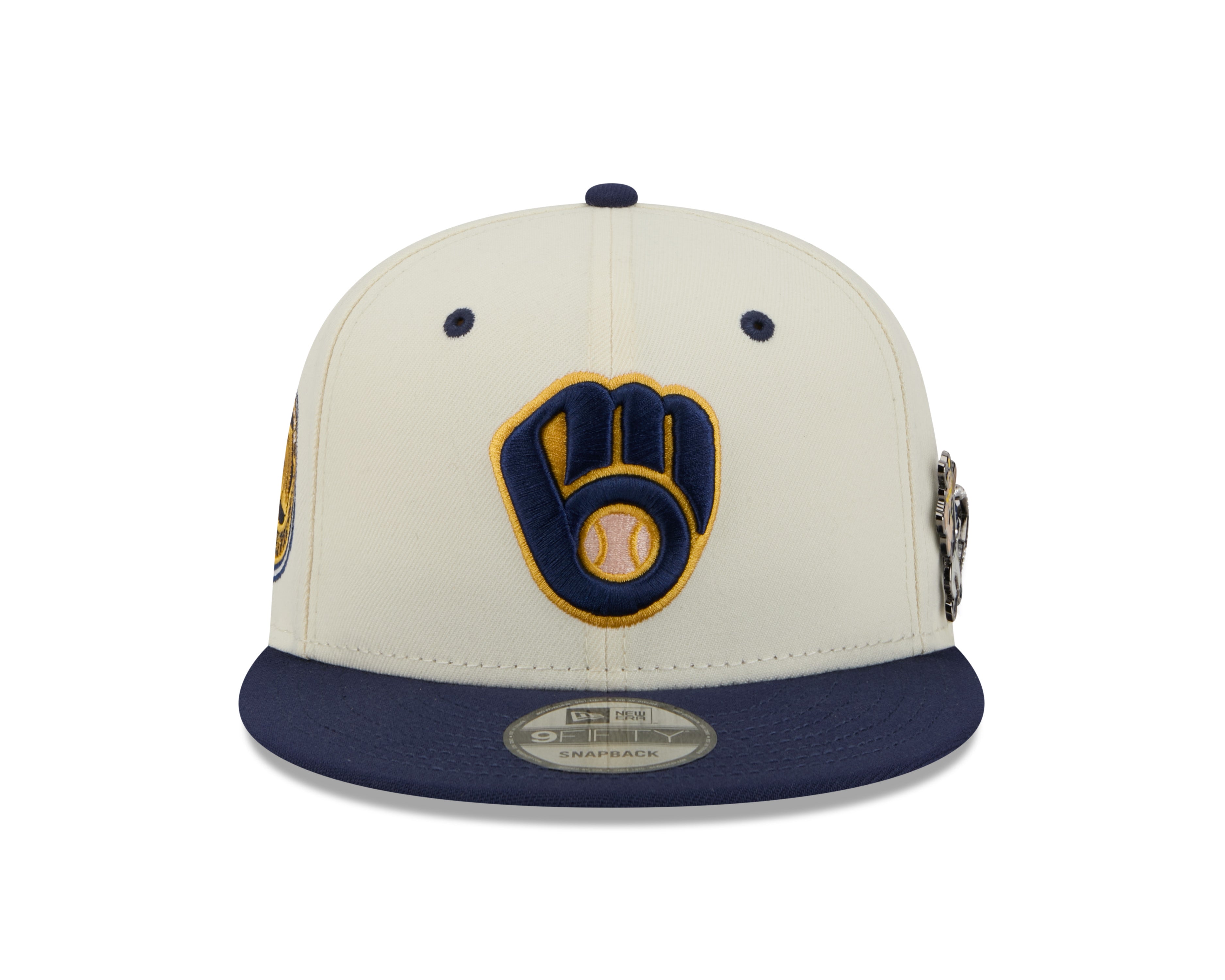 Milwaukee Brewers MLB New Era Men's Cream/Navy 9Fifty Mascot Pin Snapback