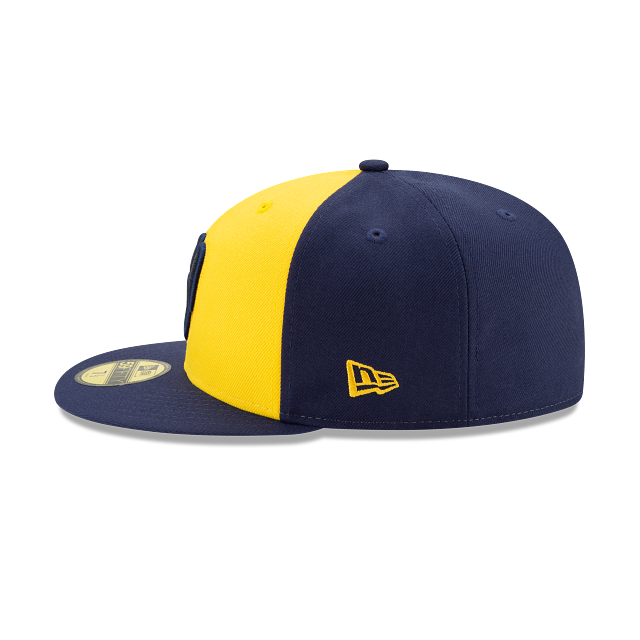 Milwaukee Brewers MLB New Era Casquette ajustée jaune/marine 59Fifty Authentic Collection On Field pour hommes