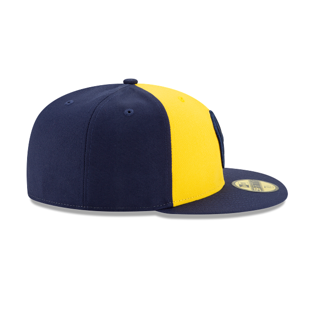Milwaukee Brewers MLB New Era Casquette ajustée jaune/marine 59Fifty Authentic Collection On Field pour hommes