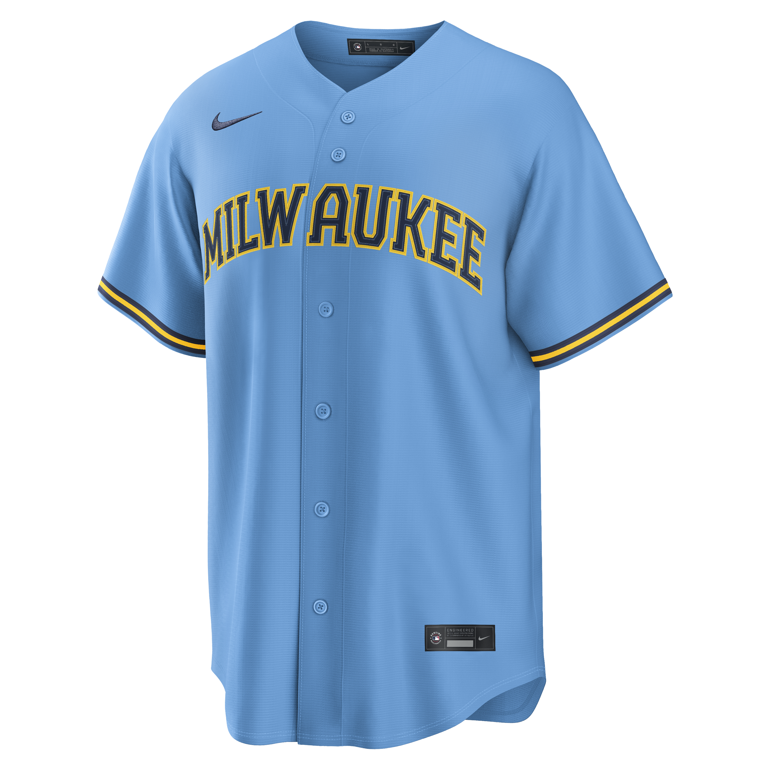 Milwaukee Brewers MLB Nike Men's Powder Blue Away Replica Jersey