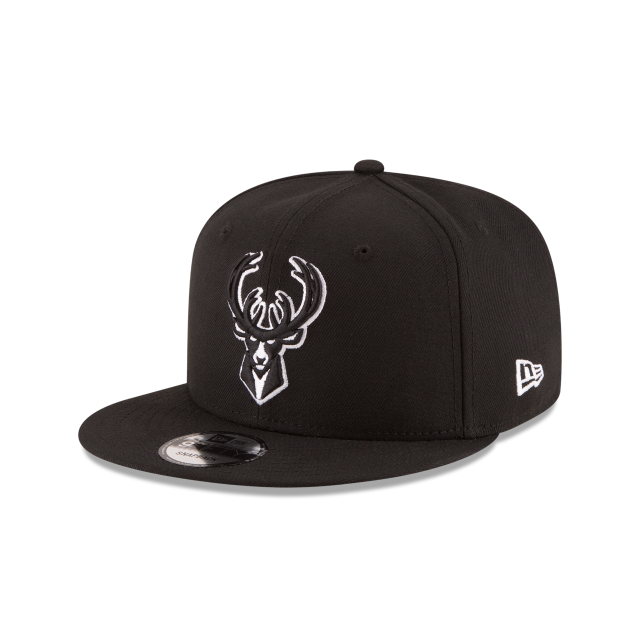 Milwaukee Bucks NBA New Era Men's Black/White 9Fifty Basic Snapback