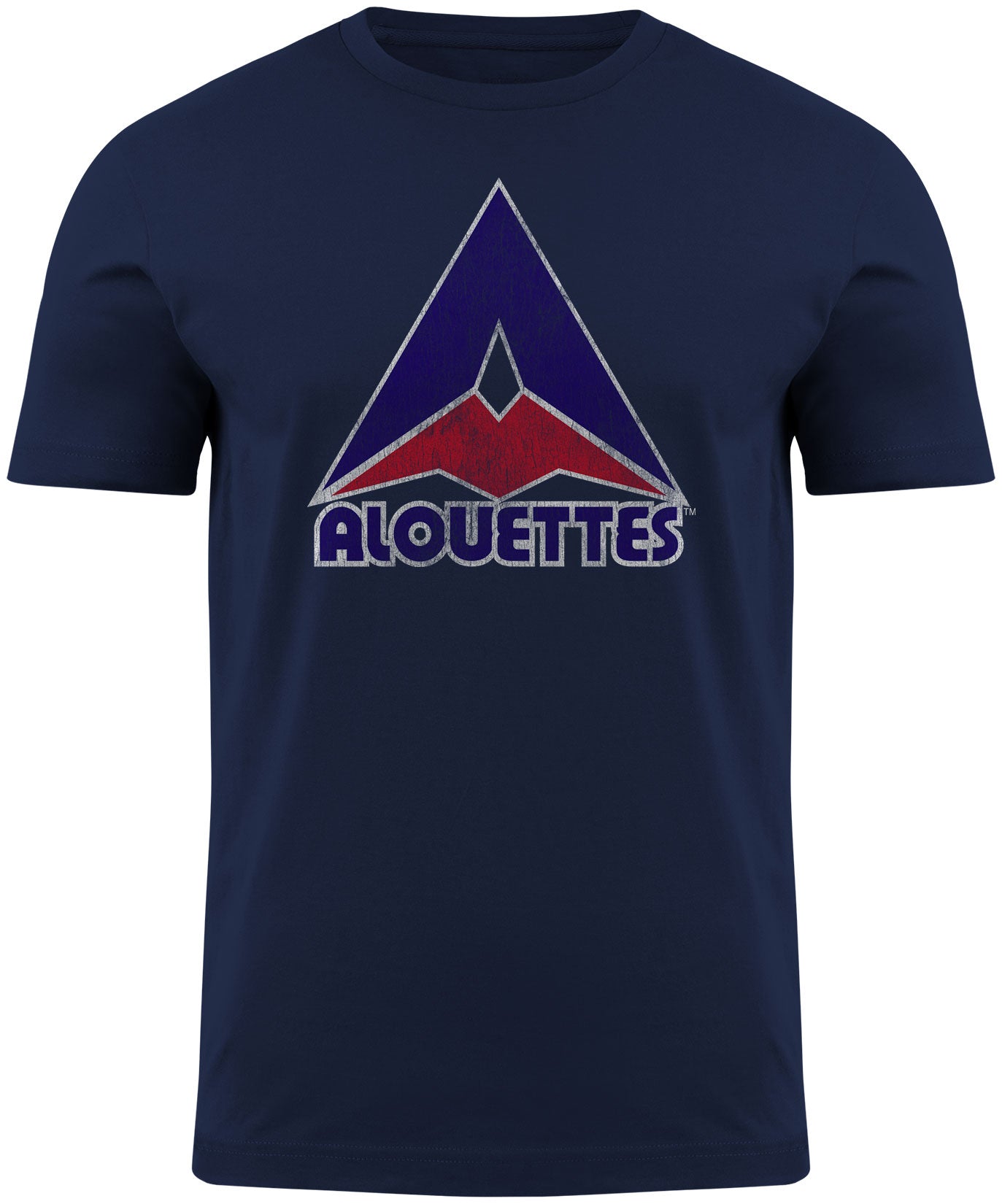 Montreal Alouettes CFL Bulletin Men's Navy Distressed Vintage Logo T-Shirt
