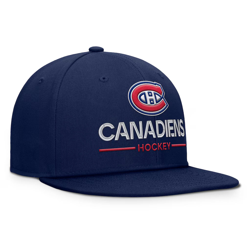 Montreal Canadiens Fanatics NHL Fanatics Branded Men's Navy Rink Flat Brim Snapback