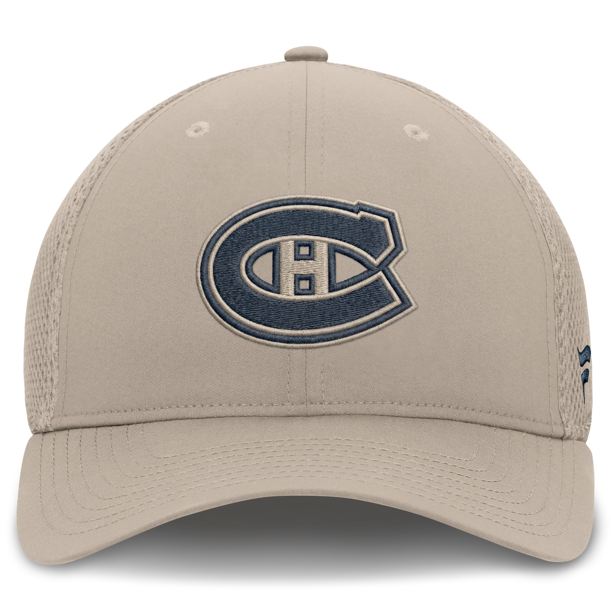 Montreal Canadiens NHL Fanatics Branded Men's Beige Authentic Pro Road Stretch Meshback Hat