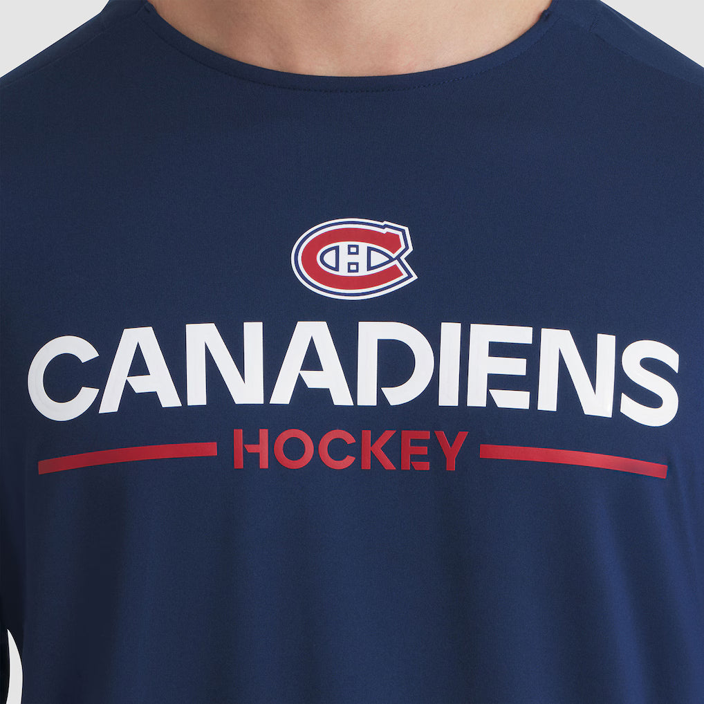 T-shirt à manches longues Pro Rink Tech authentique bleu marine 2025 de marque NHL Fanatics des Canadiens de Montréal pour homme