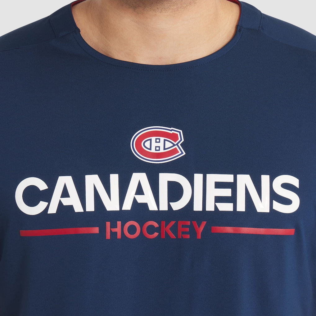 T-shirt technique Pro Rink 2025 authentique bleu marine de marque NHL Fanatics des Canadiens de Montréal pour homme