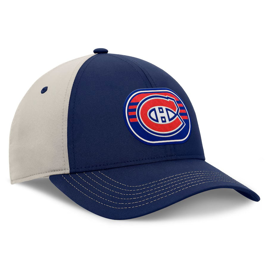 Casquette à visière snapback bleu marine pour homme des Canadiens de Montréal, fanatiques de la LNH, participant aux séries éliminatoires de la Coupe Stanley 2025