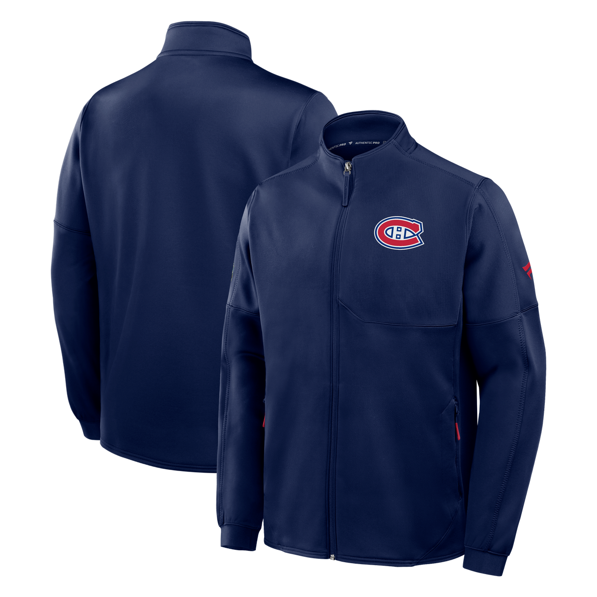 Montreal Canadiens NHL Fanatics Branded Men's Navy Authentic Pro Rink Full Zip Fleece Jacket