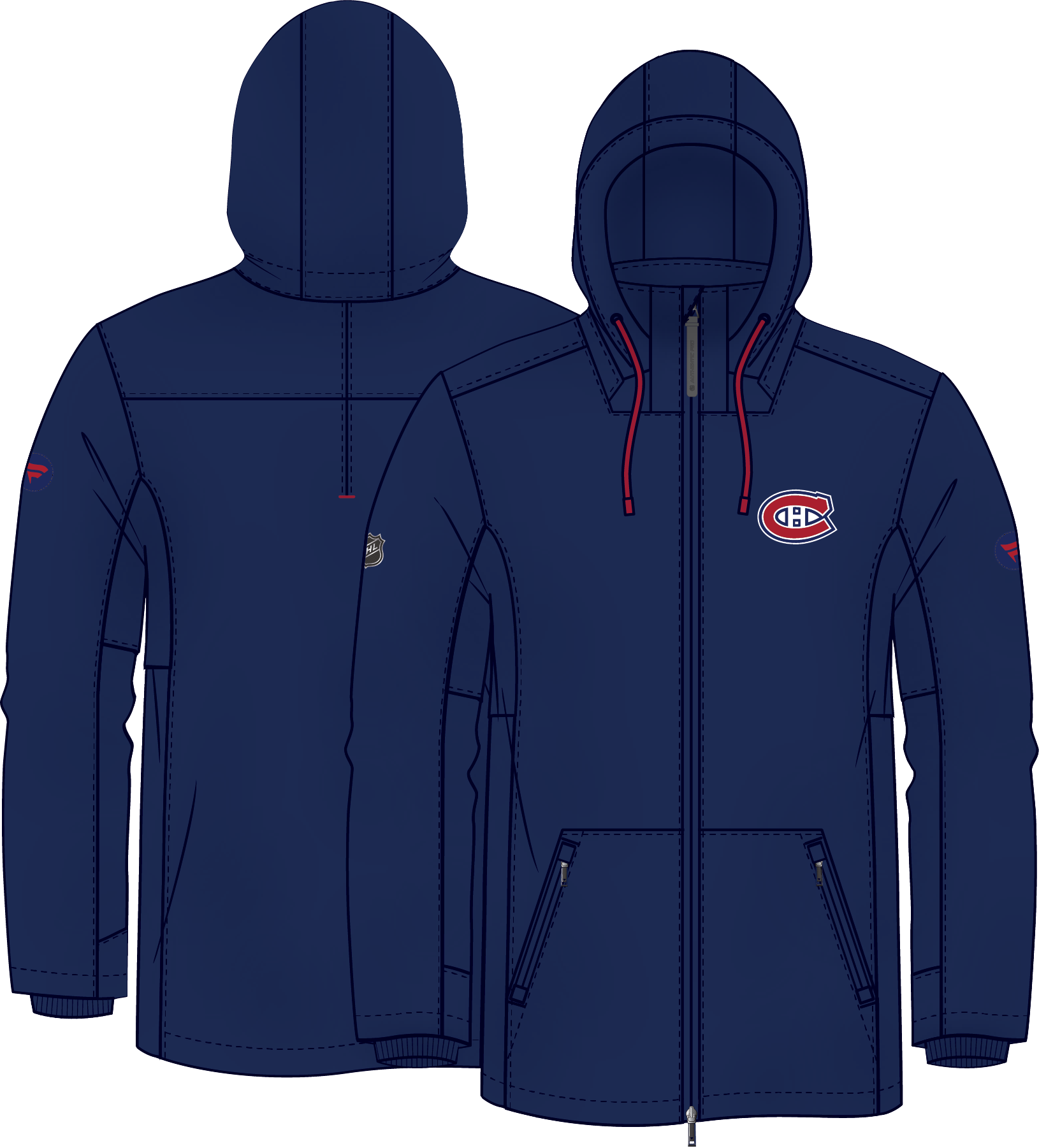 Veste isolante Authentic Pro Rink pour homme de marque NHL Fanatics des Canadiens de Montréal, bleu marine