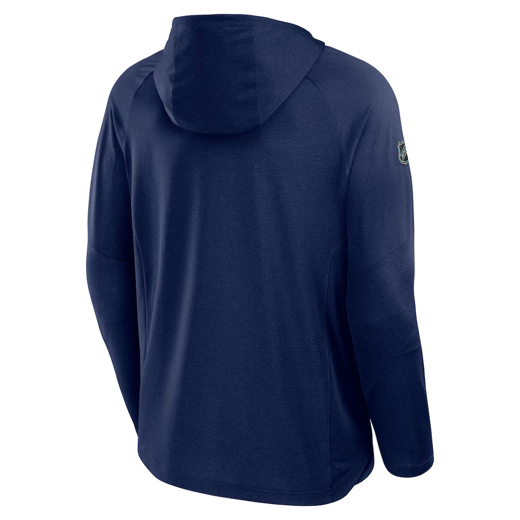Sweat à capuche léger pour homme de marque NHL Fanatics des Canadiens de Montréal, bleu marine, Authentic Pro Rink