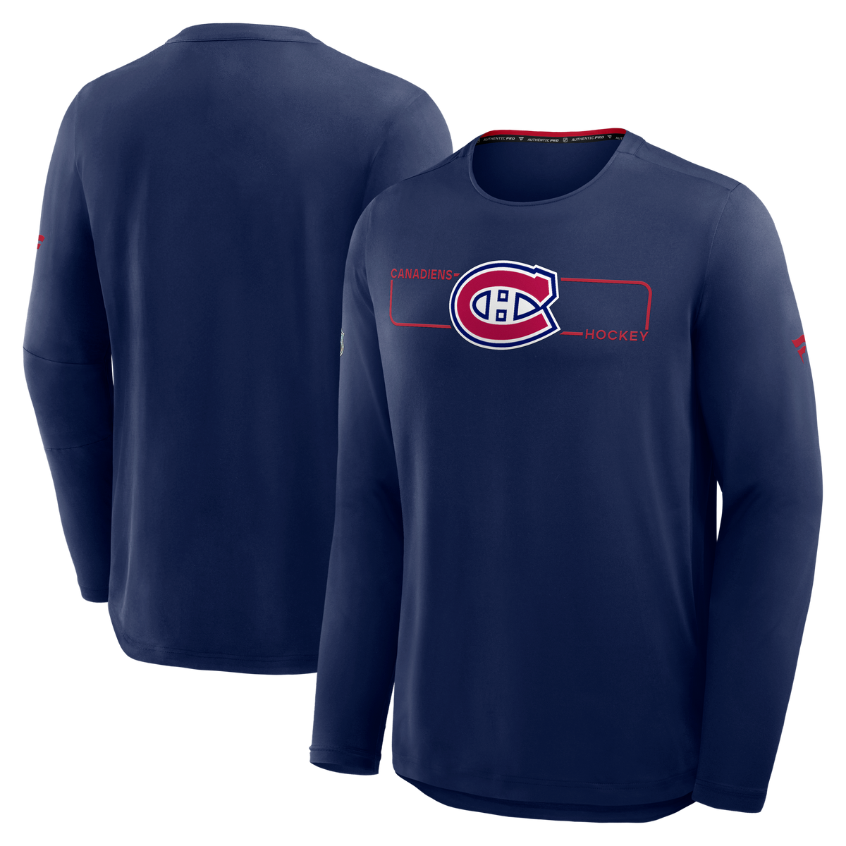 Montreal Canadiens NHL Fanatics Branded Men's Navy 2026 Authentic Pro Rink Tech Long-sleeve Shirt