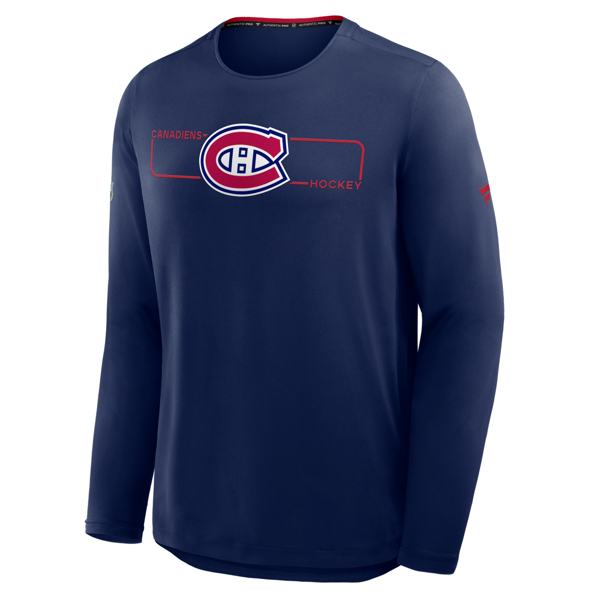 Montreal Canadiens NHL Fanatics Branded Men's Navy 2026 Authentic Pro Rink Tech Long-sleeve Shirt