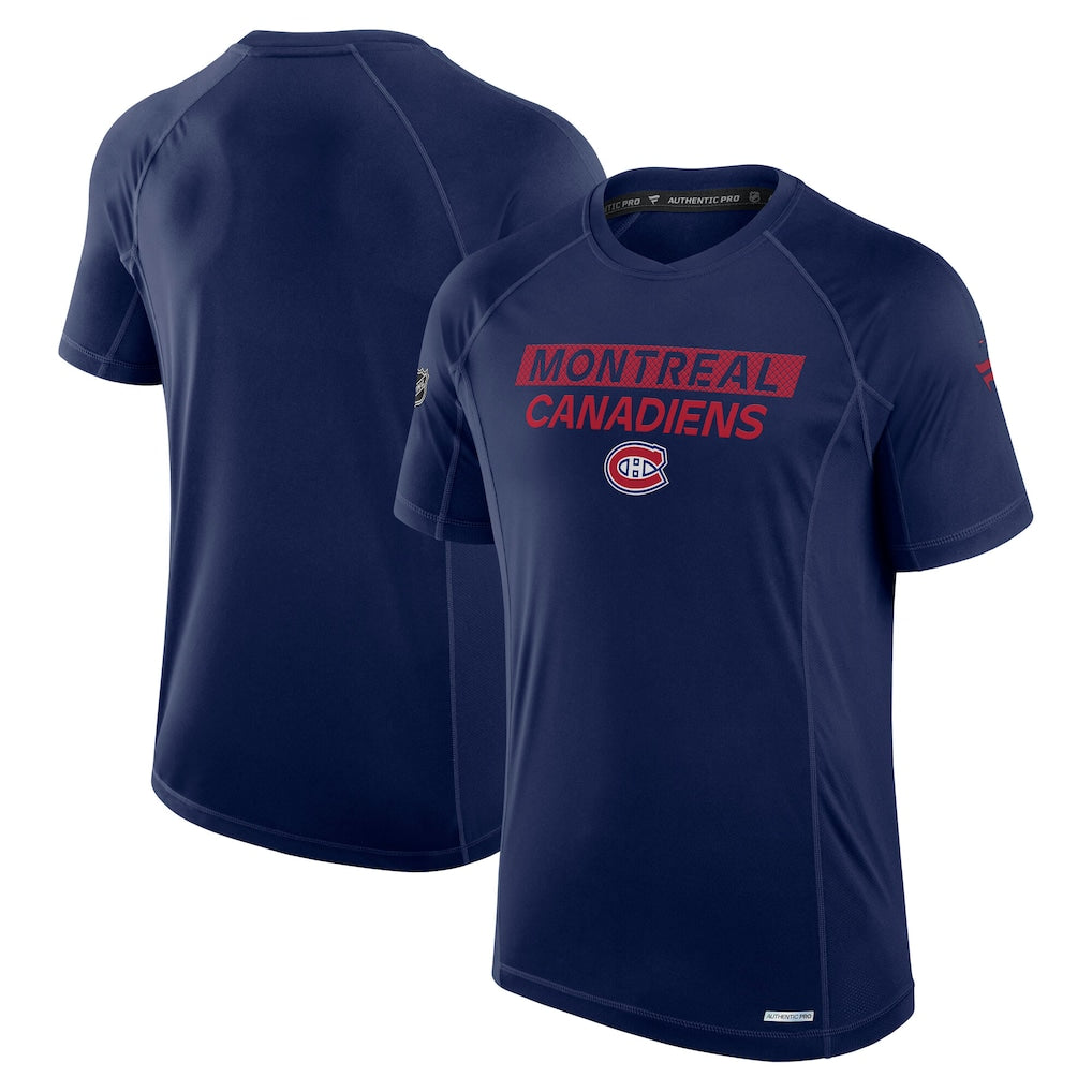 Montreal Canadiens NHL Fanatics Branded Men's Navy Authentic Pro Rink Tech T-Shirt