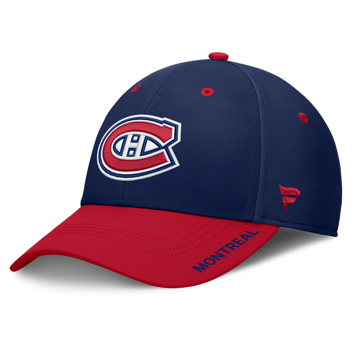 Montreal Canadiens NHL Fanatics Branded Men's Navy/Red Authentic Pro Rink Stretch Fit Hat