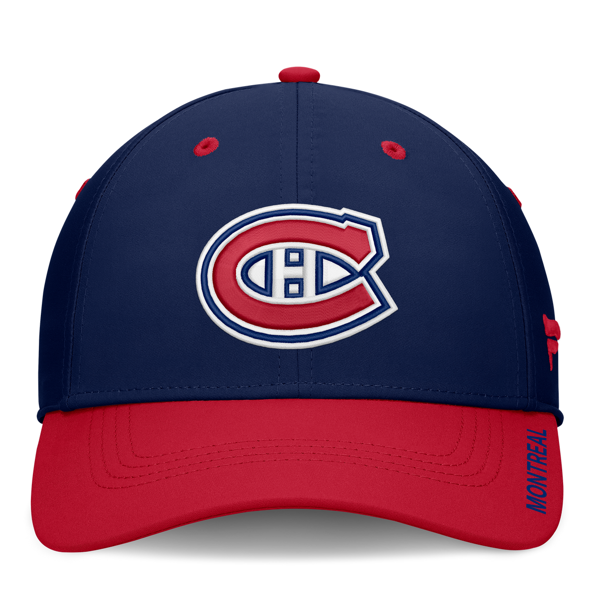Montreal Canadiens NHL Fanatics Branded Men's Navy/Red Authentic Pro Rink Stretch Fit Hat