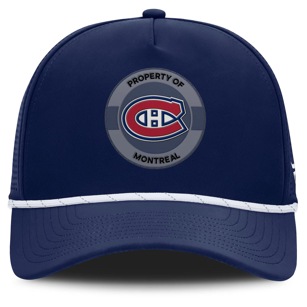 Montreal Canadiens NHL Fanatics Branded Men's Navy Rink Panel Pinch Snapback