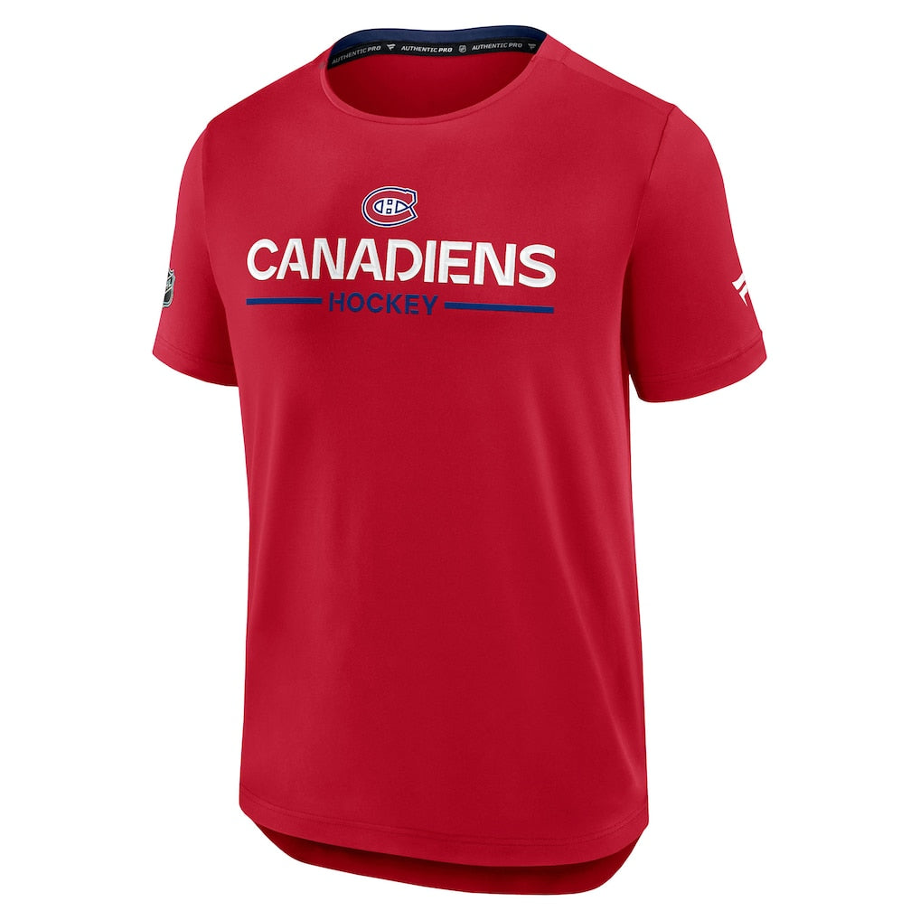 T-shirt technique authentique Pro Rink 2025 de la LNH pour homme de marque Fanatics des Canadiens de Montréal