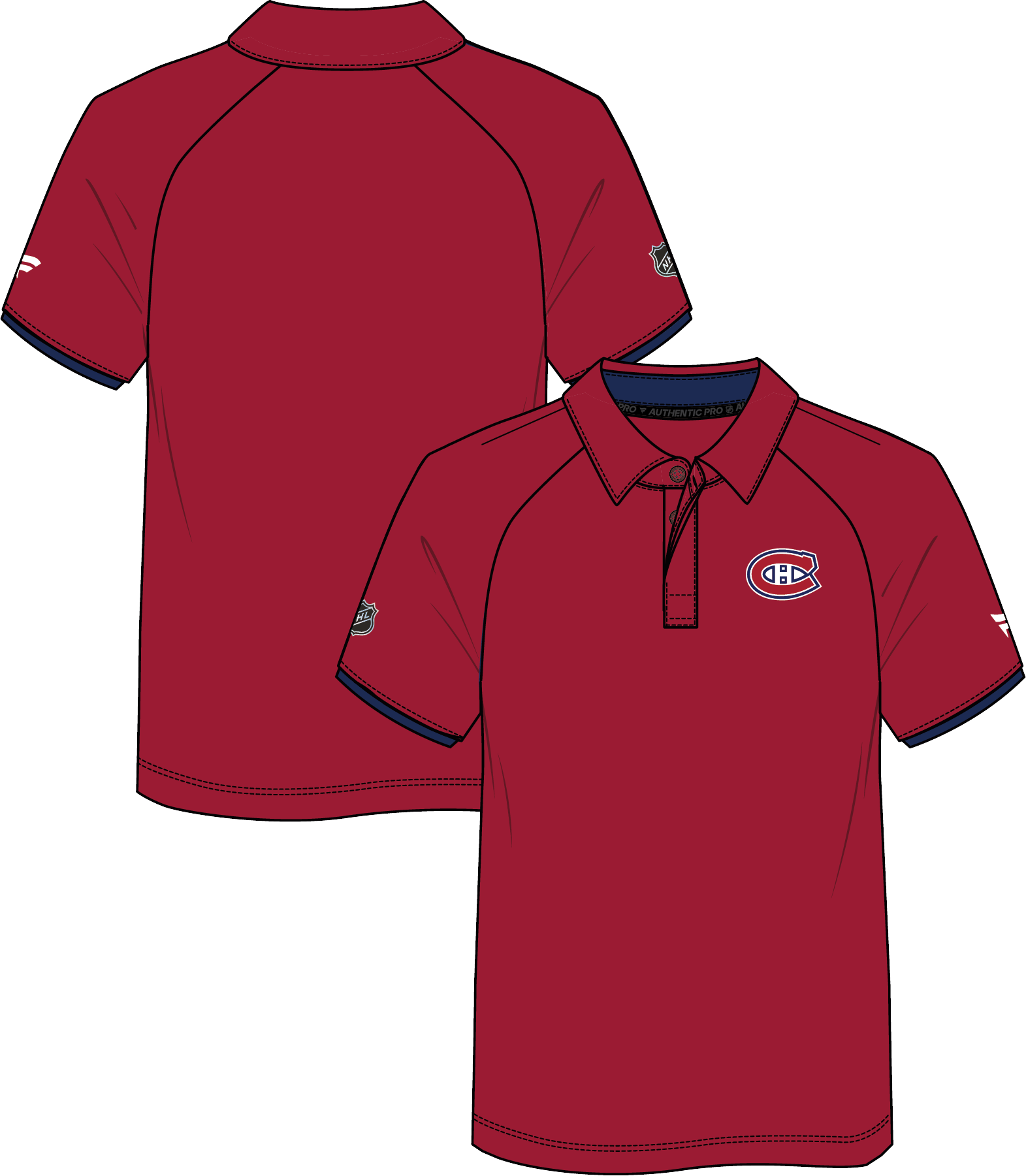 Montreal Canadiens NHL Fanatics Branded Men's Red/Navy Authentic Pro Polo T-Shirt