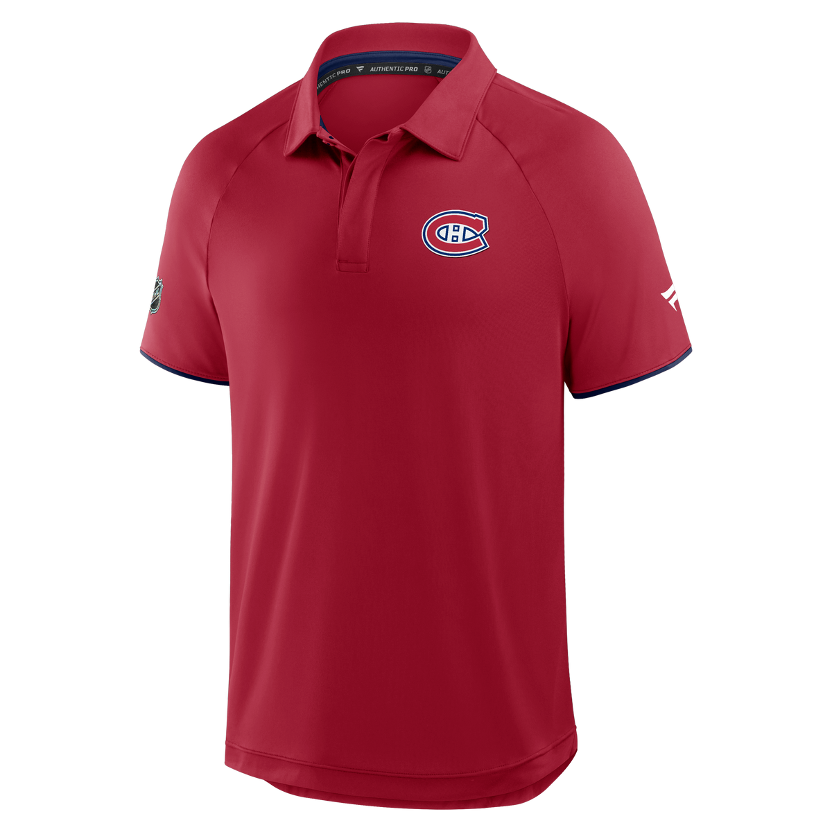 T-shirt polo authentique Pro rouge/bleu marine de marque NHL Fanatics des Canadiens de Montréal pour hommes