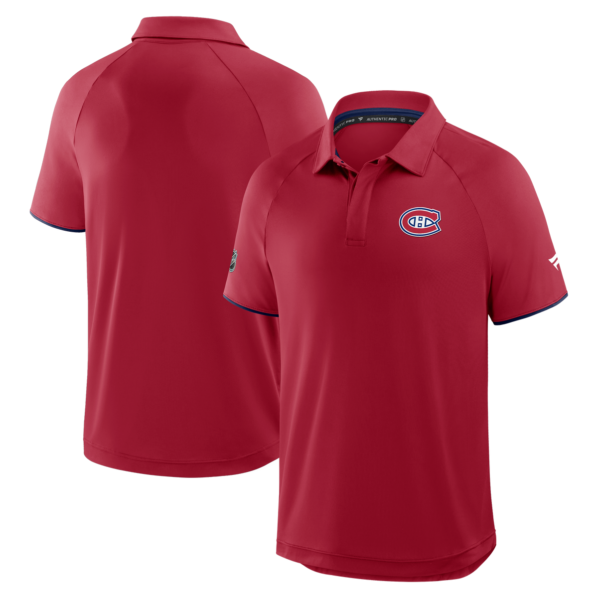 T-shirt polo authentique Pro rouge/bleu marine de marque NHL Fanatics des Canadiens de Montréal pour hommes