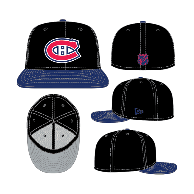 Casquette Montreal Canadiens NHL New Era 59Fifty à double couleur, noir/bleu royal, pour homme.