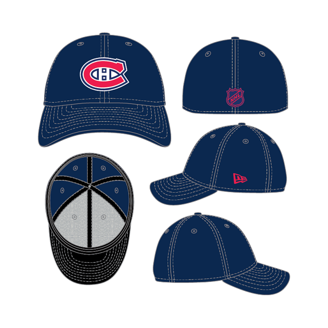Casquette extensible classique 39Thirty Team des Canadiens de Montréal de la LNH pour homme, bleu marine, de New Era