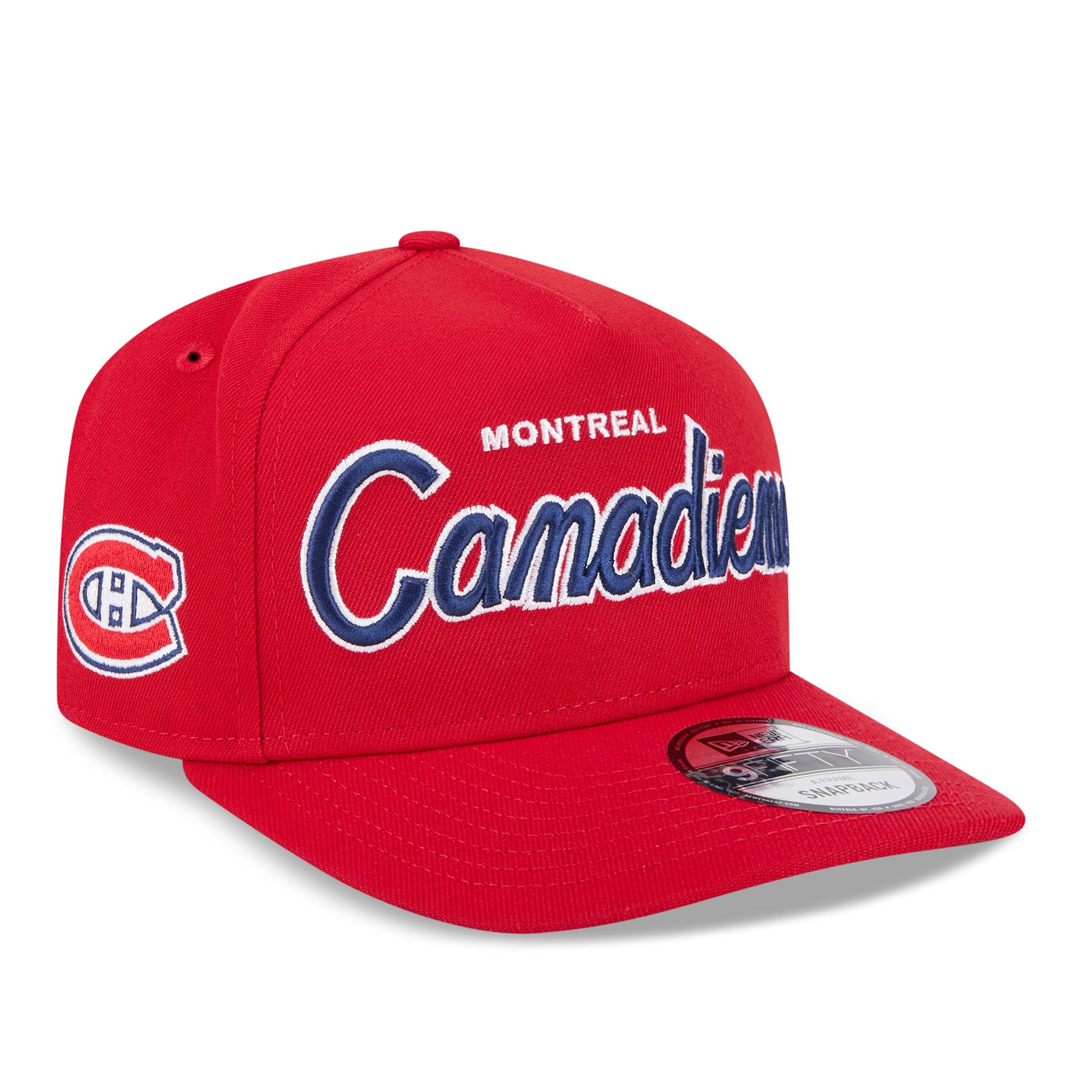 Casquette snapback A-Frame 9Fifty Script des Canadiens de Montréal de la LNH pour homme de New Era, rouge