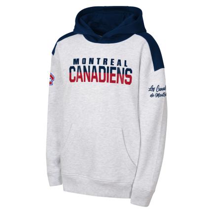 Montreal Canadiens NHL Outerstuff Kids White Elite Defense Pullover Fleece Hoodie